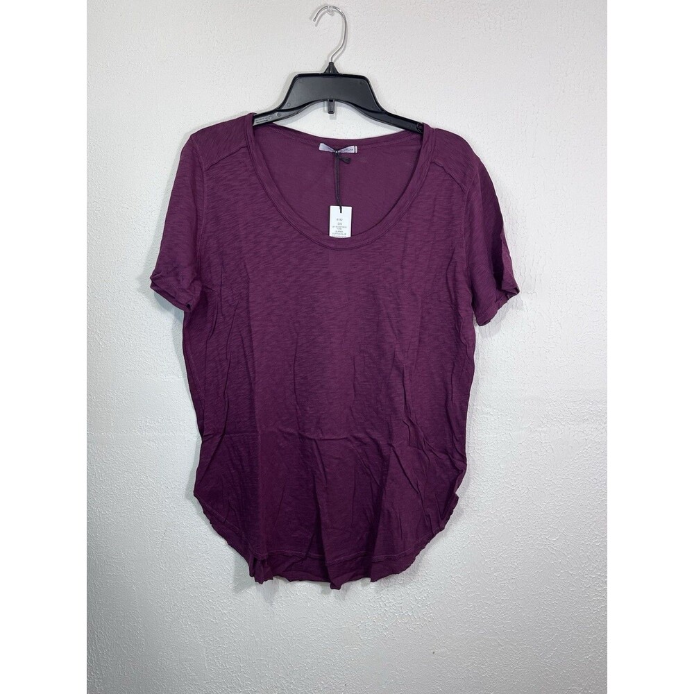 Michael Stars Tee Womens One Size Lily Beetroot Slub Knit Scoop Neck Hi Low Hem